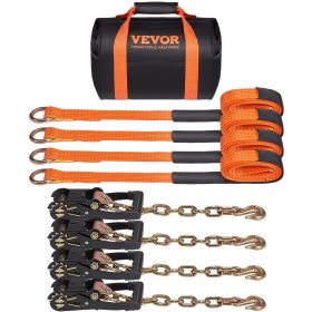 VEVOR Car Tie Down with Chain Anchors, Lasso Style 2"√ó120" Tire Straps, 5865 LBS Working Load, 11023 LBS Breaking Strength, with Heavy Duty Ratchets