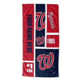 [Personalization Only] OFFICIAL MLB Colorblock Personalized Beach Towel - Nationals