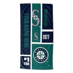 [Personalization Only] OFFICIAL MLB Colorblock Personalized Beach Towel - Mariners