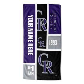 [Personalization Only] OFFICIAL MLB Colorblock Personalized Beach Towel - Rockies