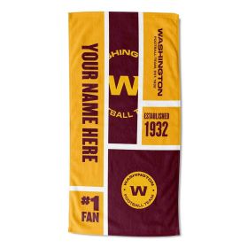 [Personalization Only] OFFICIAL NFL Colorblock Personalized Beach Towel - Washington