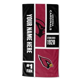 [Personalization Only] OFFICIAL NFL Colorblock Personalized Beach Towel - Cardinals