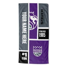 [Personalization Only] OFFICIAL NBA Colorblock Personalized Beach Towel - Sacramento Kings