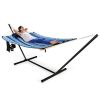 Hammock Chair Stand Set Cotton Swing with Pillow Cup Holder Indoor Outdoor