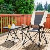 Folding Camping Chair with Cup Holder Armrest and Lumbar Pillow