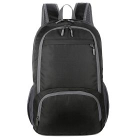 Foldable Lightweight Waterproof Backpack Travel Hiking Daypack (Color: Black, Type: Sports Bag)