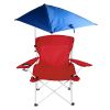 Foldable Beach Chair with Detachable Umbrella Armrest Adjustable Canopy Stool with Cup Holder Carry Bag for Camping Poolside Travel Picnic Lawn Chair