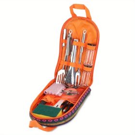 19Pcs Camping Cooking Utensil Kit Portable Picnic Cookware Outdoor Kitchen Equipment Gear Campfire Barbecue Appliances with Storage Bag (Type: 19Pcs/Set)