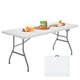 Portable Folding Camping Table with Carrying Handle for Picnic (Color: White)