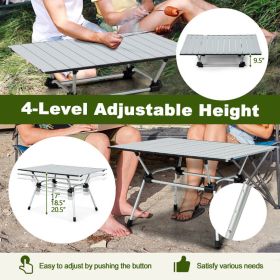 Folding Heavy-Duty Aluminum Camping Table with Carrying Bag (Color: Silver)