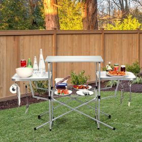 Foldable Outdoor BBQ Table Grilling Stand (Color: as show)