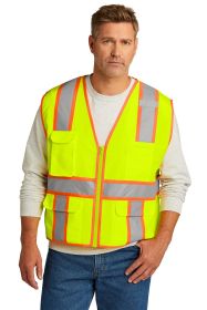 CornerStone ANSI 107 Class 2 Surveyor Zippered Two-Tone Vest CSV105 (Color: Safety Yellow, size: S/M)