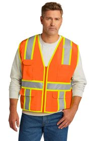 CornerStone ANSI 107 Class 2 Surveyor Zippered Two-Tone Vest CSV105 (Color: Safety Orange, size: L/XL)