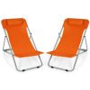 Portable Beach Chair Set of 2 with Headrest