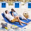 3 Pieces Beach Lounge Chair Mat Set 2 Adjustable Lounge Chairs with Table Stripe