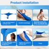 Foldable Beach Canopy Tent Collapsible Shade Sail Sun Protection Windproof Shelter 4 Sandbag 2 Pole Portable Storage Bag Rectangle Blue