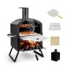 2-Layer Pizza Oven with Removable Cooking Rack and Folding Legs