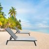 Outdoor 2-Pcs Set Chaise Lounge Chairs, Five-Position Adjustable Aluminum Recliner, All Weather For Patio, Beach, Yard, Pool RT